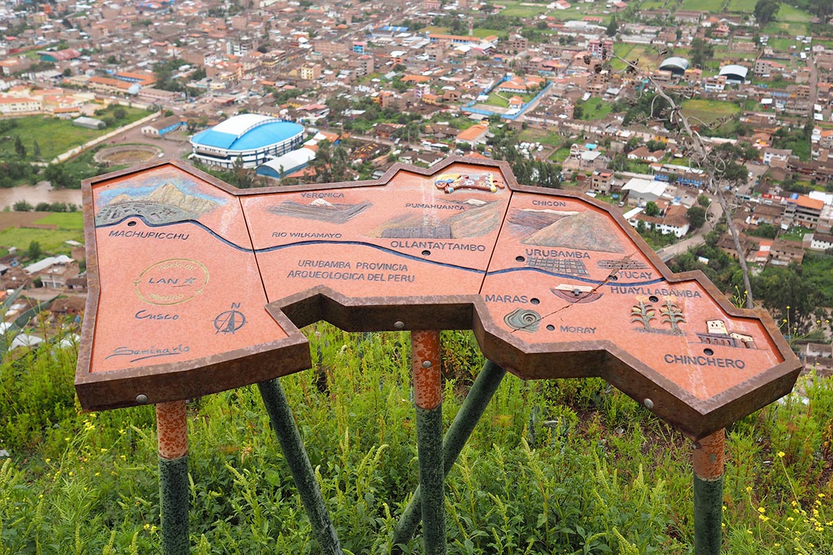 Eine Karte vom heiligen Tal der Inka in Südperu
